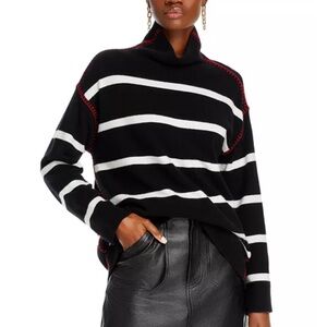 Alice + Olivia Black and White Striped Turtleneck Sweater NWOT